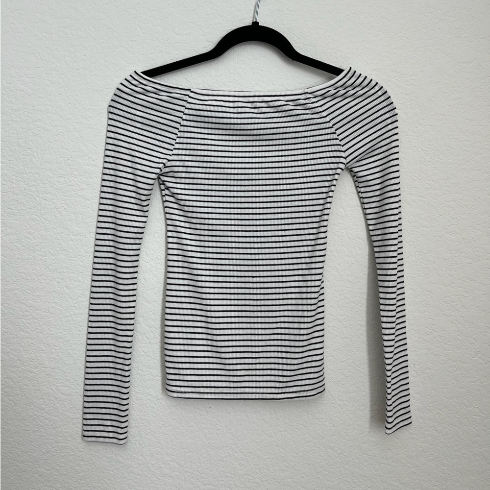 Lucky Brand white & black striped tee shirt top XXS/XS